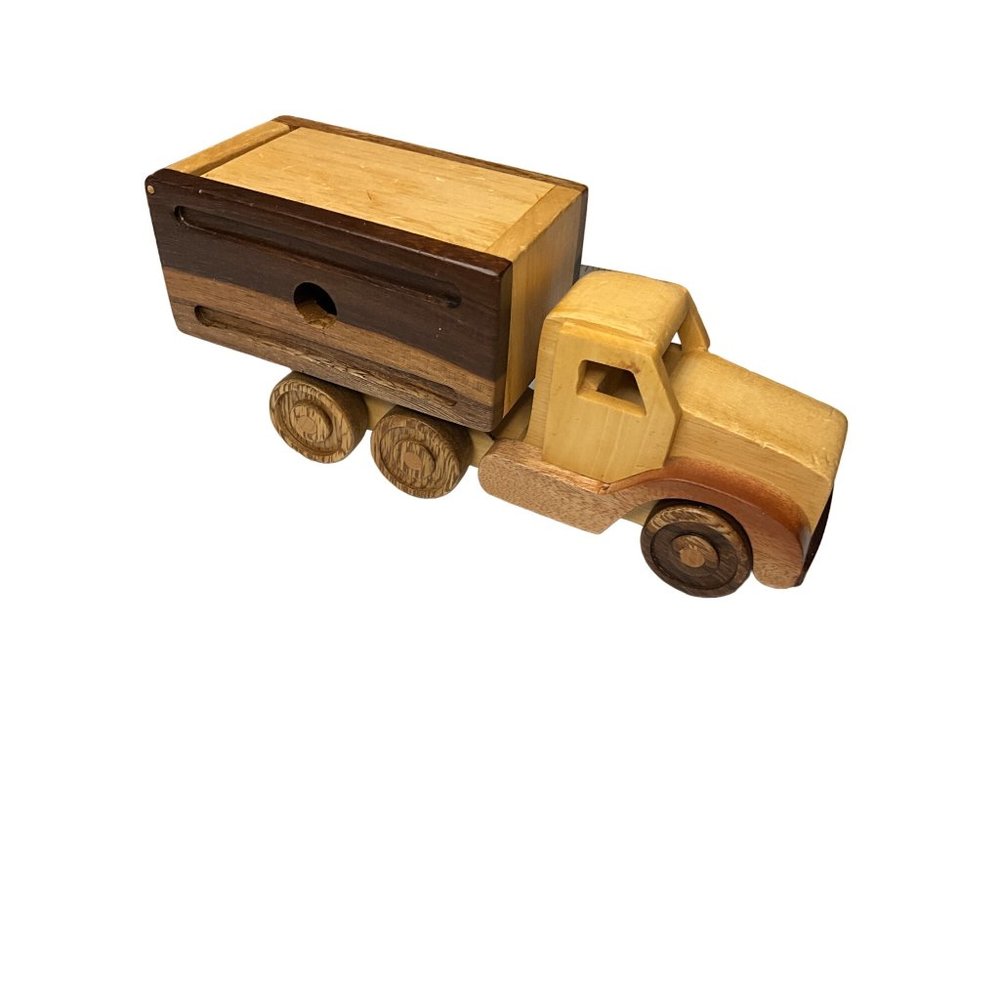 Wood Cargo Truck with‎ working rear door rolling wheels Hajito